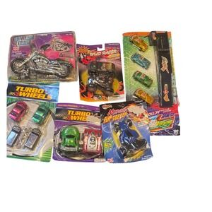 Vintage Tech Motorcycle Toy Wild Racer Flip Topper Clip Cars Lot of 
6 Deadstock